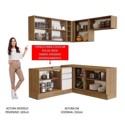 Cozinha 349001 Com Armário E Balcão Rustic/Branco/Crema