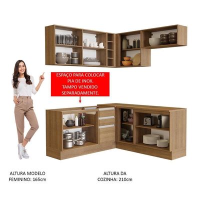 Cozinha 349001 Com Armário E Balcão Rustic/Rustic/Crema