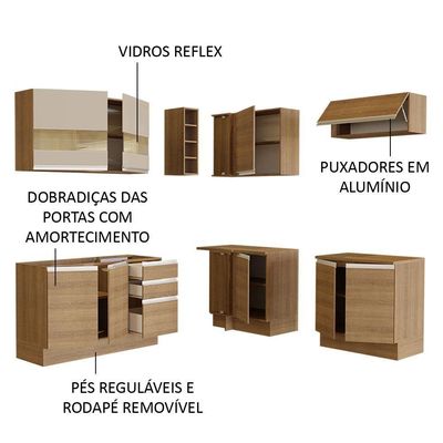 Cozinha 349001 Com Armário E Balcão Rustic/Rustic/Crema