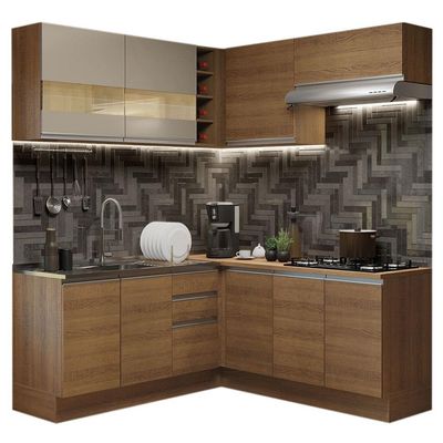 Cozinha 349001 Com Armário E Balcão Rustic/Rustic/Crema