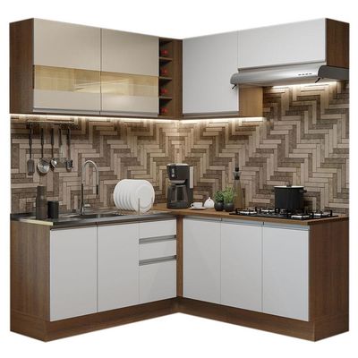 Cozinha 349001 Com Armário E Balcão Rustic/Branco/Crema