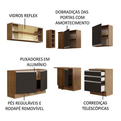 Cozinha Completa 329002 Com Armário E Balcão Rustic/Preto