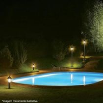 2 Luminárias Pretas Balizador de Chão 44cm Lente Transparent