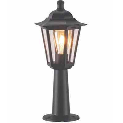 2 Luminárias Pretas Balizador de Chão 44cm Lente Transparent