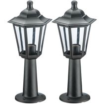 2 Luminárias Pretas Balizador de Chão 44cm Lente Transparent