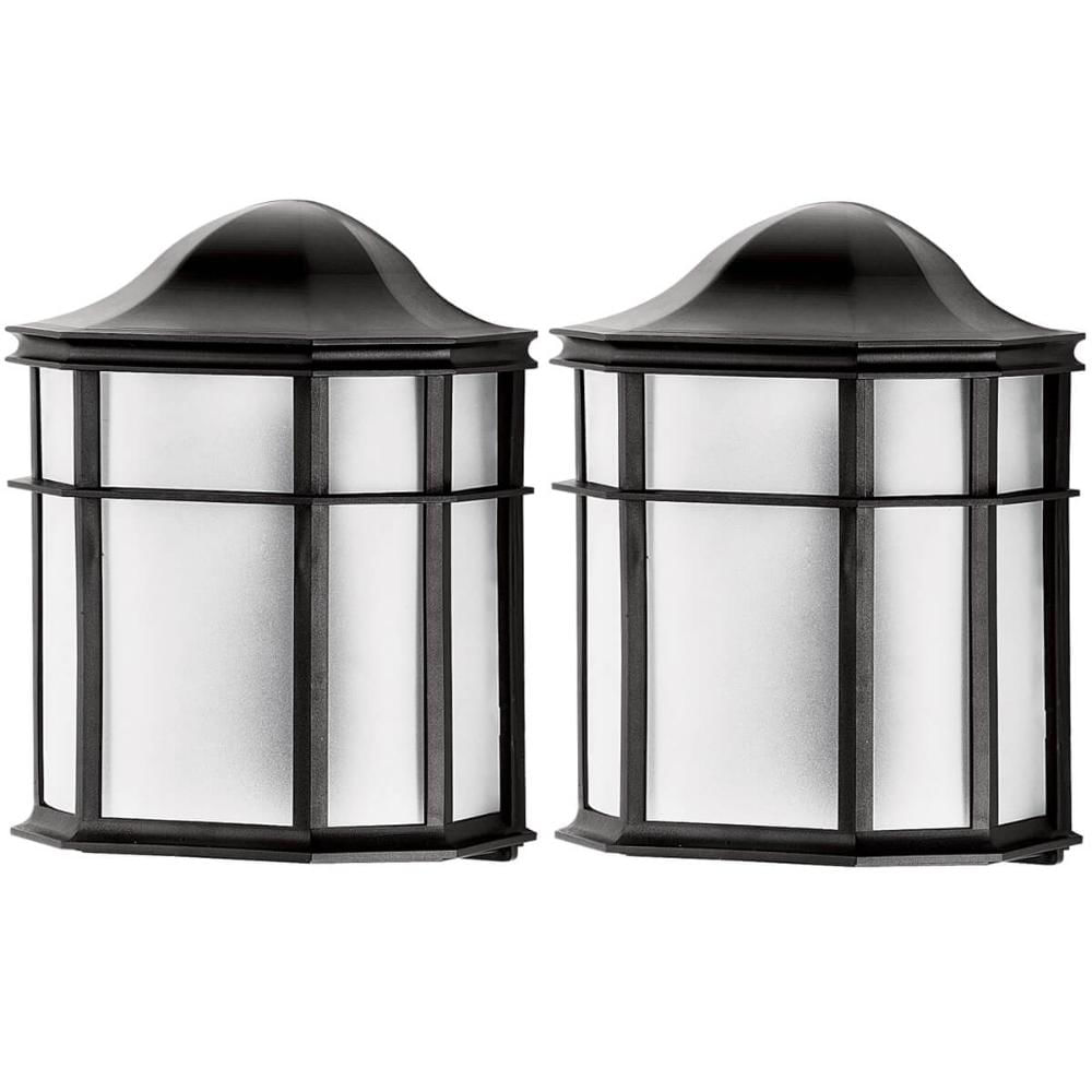 2 Luminárias de Parede Pretas Arandelas 25cm Lente Fosca De