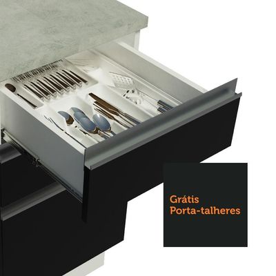 Cozinha Completa 329002 Com Armário E Balcão Branco/Preto
