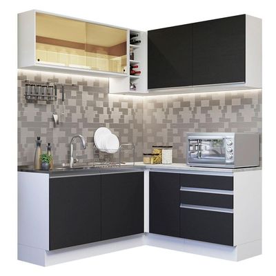 Cozinha Completa 329002 Com Armário E Balcão Branco/Preto