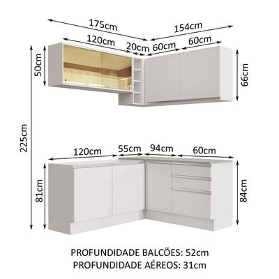 Cozinha Completa 329002 Com Armário E Balcão Branco Branco