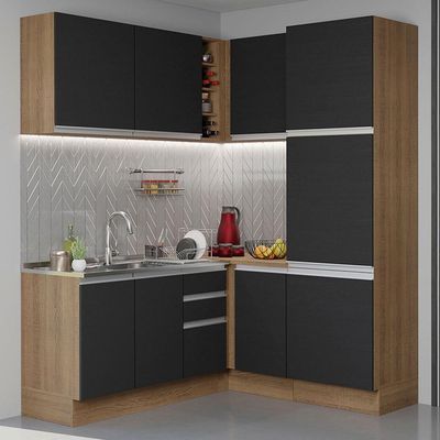 Cozinha Completa 329001 Com Armário E Balcão Rustic/Preto