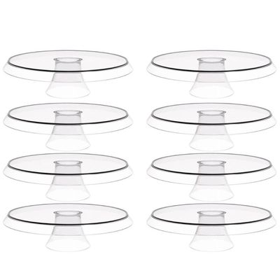Kit 8 Bases Porta Bolos Tortas Doces 30cm com Pé Transparente Glassy Crippa