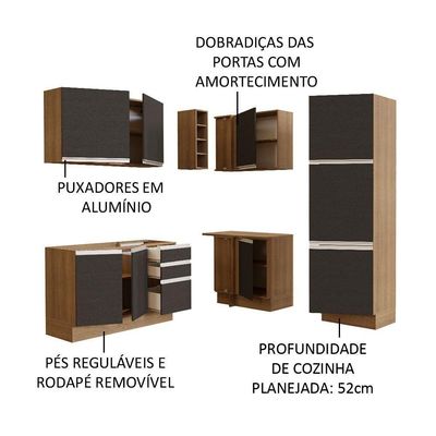 Cozinha Completa 329001 Com Armário E Balcão Rustic/Preto
