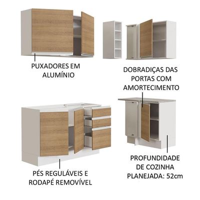 Cozinha Completa 269001 Com Armário E Balcão Branco/Rustic