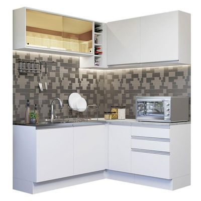 Cozinha Completa 329002 Com Armário E Balcão Branco Branco