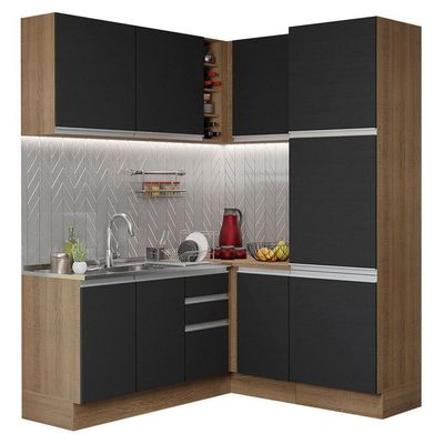 Cozinha Completa 329001 Com Armário E Balcão Rustic/Preto