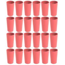 Conjunto 24 Copos Altos de Plástico 500ml Rosa Goiaba Refeitório Escolar Lanche Crippa