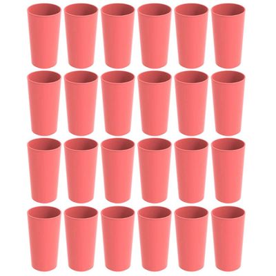 Conjunto 24 Copos Altos de Plástico 500ml Rosa Goiaba Refeitório Escolar Lanche Crippa