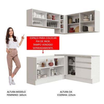 Cozinha Completa 329002 Com Armário E Balcão Branco Branco