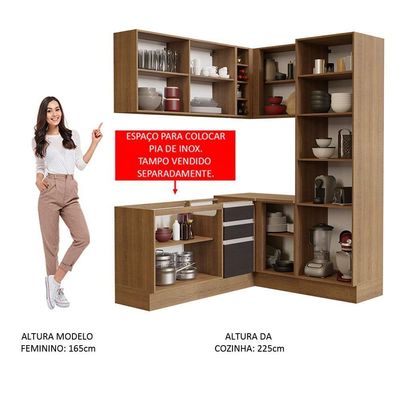 Cozinha Completa 329001 Com Armário E Balcão Rustic/Preto
