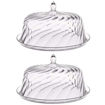 Kit 2 Boleiras Porta Bolo com Cúpula 30cm Transparente Glassy Crippa Doces Sobremesas