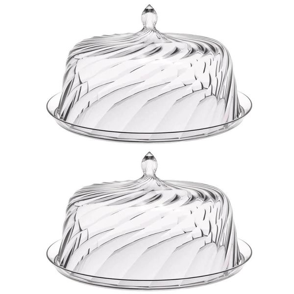 Kit 2 Boleiras Porta Bolo com Cúpula 30cm Transparente Glassy Crippa Doces Sobremesas