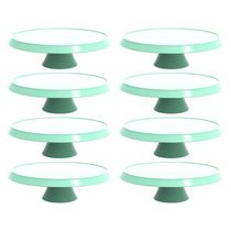 8 Bases Porta Bolos Verde Menta 30cm com Pé Bubble Crippa Suporte Tortas Doces Docerias Confeitaria