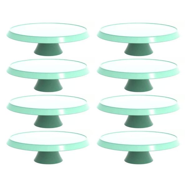 8 Bases Porta Bolos Verde Menta 30cm com Pé Bubble Crippa Suporte Tortas Doces Docerias Confeitaria