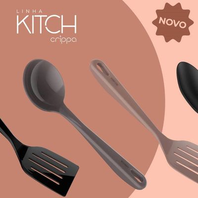 Kit 24 Espátulas Culinárias Retas Nylon Restaurante Lanchonete Kitch Crippa Amêndoa