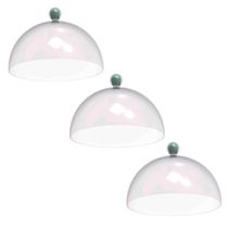 Kit 3 Cúpulas de Plástico 30cm Bolos Tortas Doces Padaria Café Hotel Crippa Verde Menta
