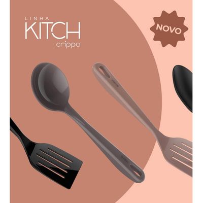 Kit 24 Espátulas Culinárias Retas Nylon Pretas Restaurante Lanchonete Kitch Crippa