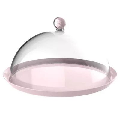 Kit 3 Porta Bolo Rosa Himalaia 30cm Cúpula Bubble Crippa Boleira Torta Doces