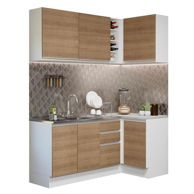 Cozinha Completa 269001 Com Armário E Balcão Branco/Rustic