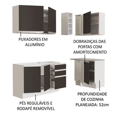 Cozinha Completa 269001 Com Armário E Balcão Branco/Preto