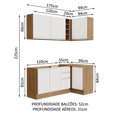 Cozinha Completa 269001 Com Armário E Balcão Rustic/Branco