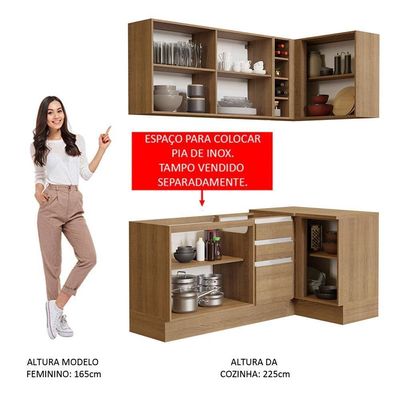 Cozinha Completa 269001 Com Armário E Balcão RusticRustic