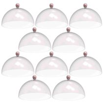 Kit 8 Cúpulas Plásticas 30cm Rosa para Bolo Torta Doces Hotel Confeitaria Bubble Crippa
