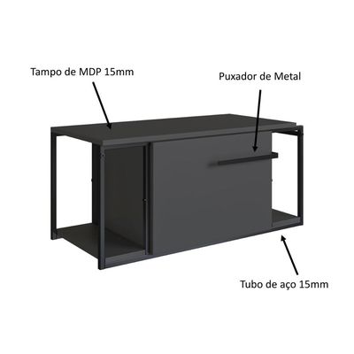 Gabinete Suspenso Para Banheiro 80cm P1019 Grafite Sem Cuba