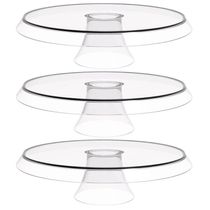 3 Bases Porta Bolos Tortas Doces 30cm com Pé Transparente Glassy Crippa
