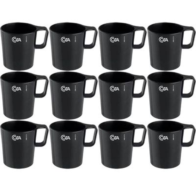 12 Canecas 250ml Preto Empilháveis Escolar Achocolatado Café
