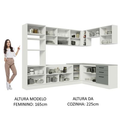 Cozinha Completa 479001 Com Armário E Balcão Branco/Cinza