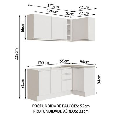 Cozinha Completa 269001 Com Armário E Balcão Branco Branco