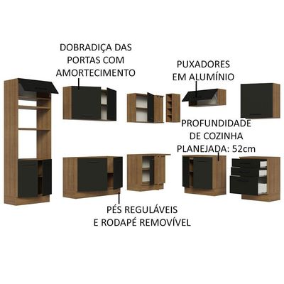 Cozinha Completa 479001 Com Armário E Balcão Rustic/Preto
