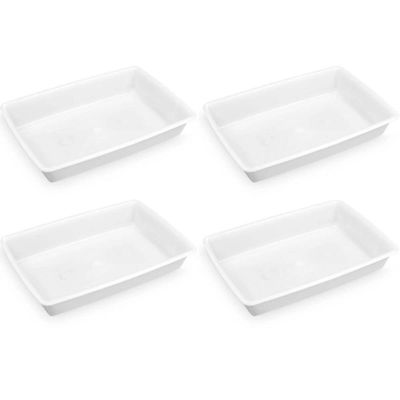 4 Bandejas Plásticas para Alimentos Retangular 7L Bacia Cozinha Açougue Plasvale