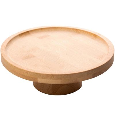 2 Pratos Pedestal Redondos Bambu para Bolo 20cm Boleiras Pequenas Decoração