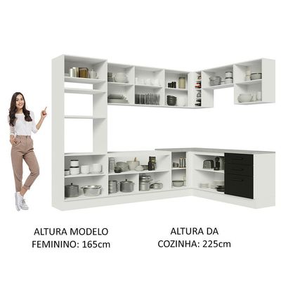 Cozinha Completa 479001 Com Armário E Balcão Branco/Preto