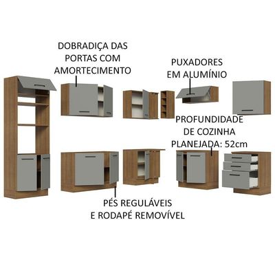 Cozinha Completa 479001 Com Armário E Balcão Rustic/Cinza