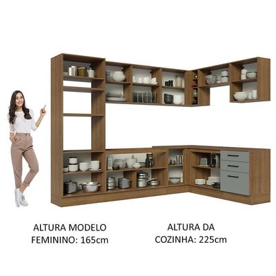Cozinha Completa 479001 Com Armário E Balcão Rustic/Cinza