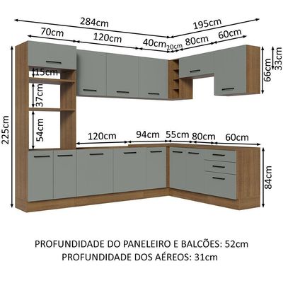 Cozinha Completa 479001 Com Armário E Balcão Rustic/Cinza