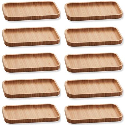 10 Bandejas Bambu Lyor Retangular Petisqueiras Multiuso Hire 20x10cm para Restaurante