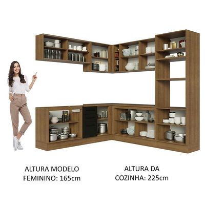 Cozinha Completa 459001 Com Armário E Balcão Rustic/Preto